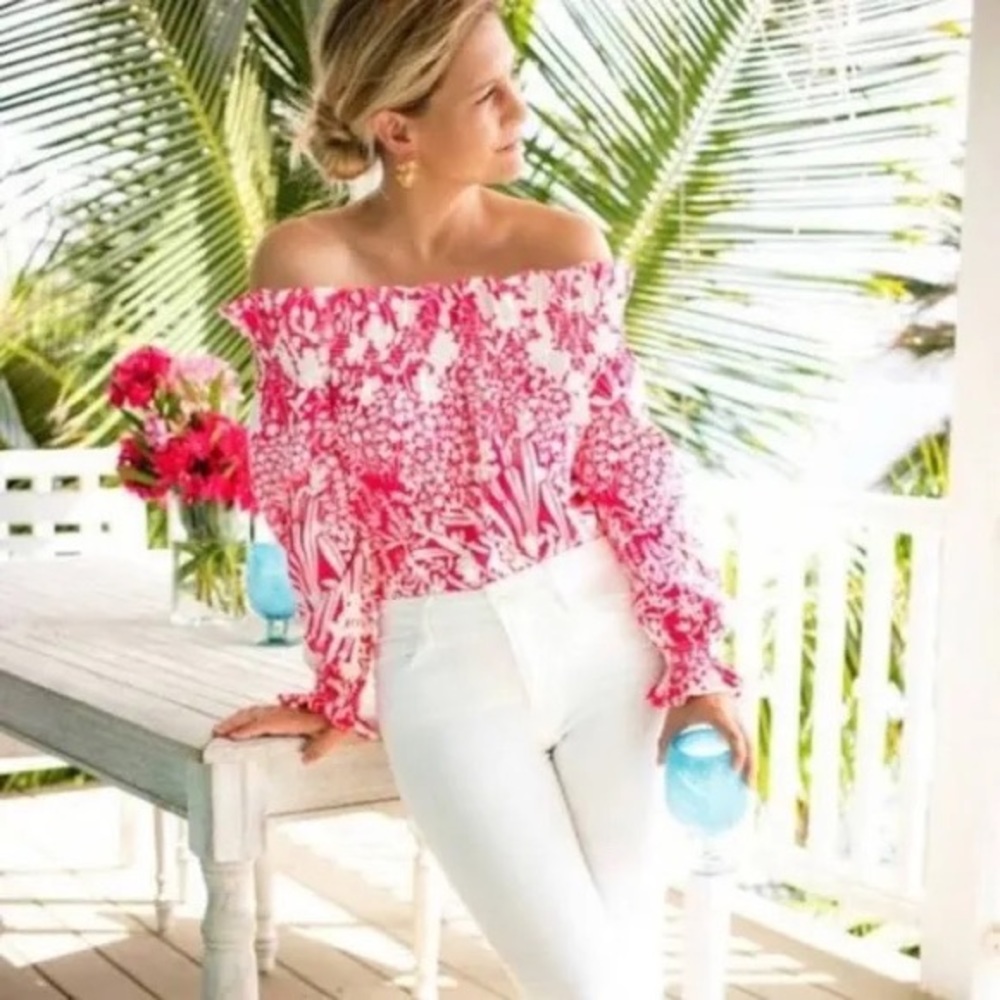Tuckernuck Marguerite Off The Shoulder Blouse S Pink